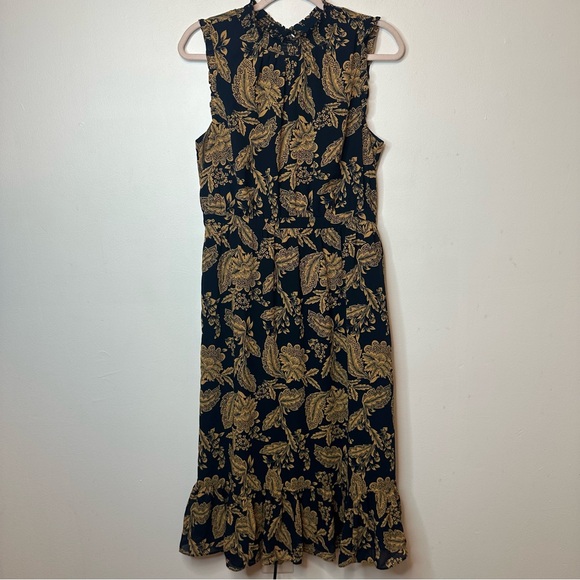 J. Crew Dresses & Skirts - J Crew Women’s Blue & Gold Floral Chiffon High Neck NWT Dress Size 10